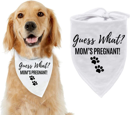 Hound - Pregnancy Announcement Dog Bandana - Guess What? My Mom is Pregnant Reveal Scarf - Washable Pet Accessories Made with Soft Cotton - Fits Small to Large Cute Pups, Sz - 28 x 11