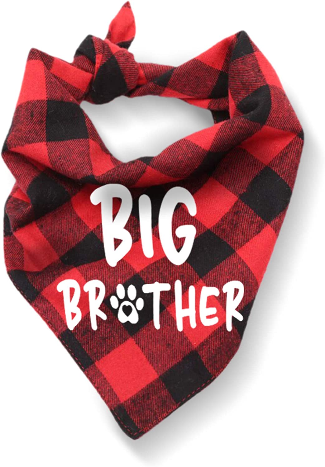 Hound - Big Brother Dog Bandana, Buffalo Plaid Pet Bib Pregnancy Announcement Gender Reveal Dog Lovers Gift Accessories Triangle Scarf for Small Medium Large Dogs Pets, Sz - 26 x 18