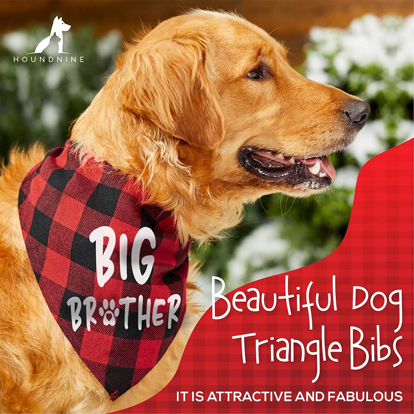 Hound - Big Brother Dog Bandana, Buffalo Plaid Pet Bib Pregnancy